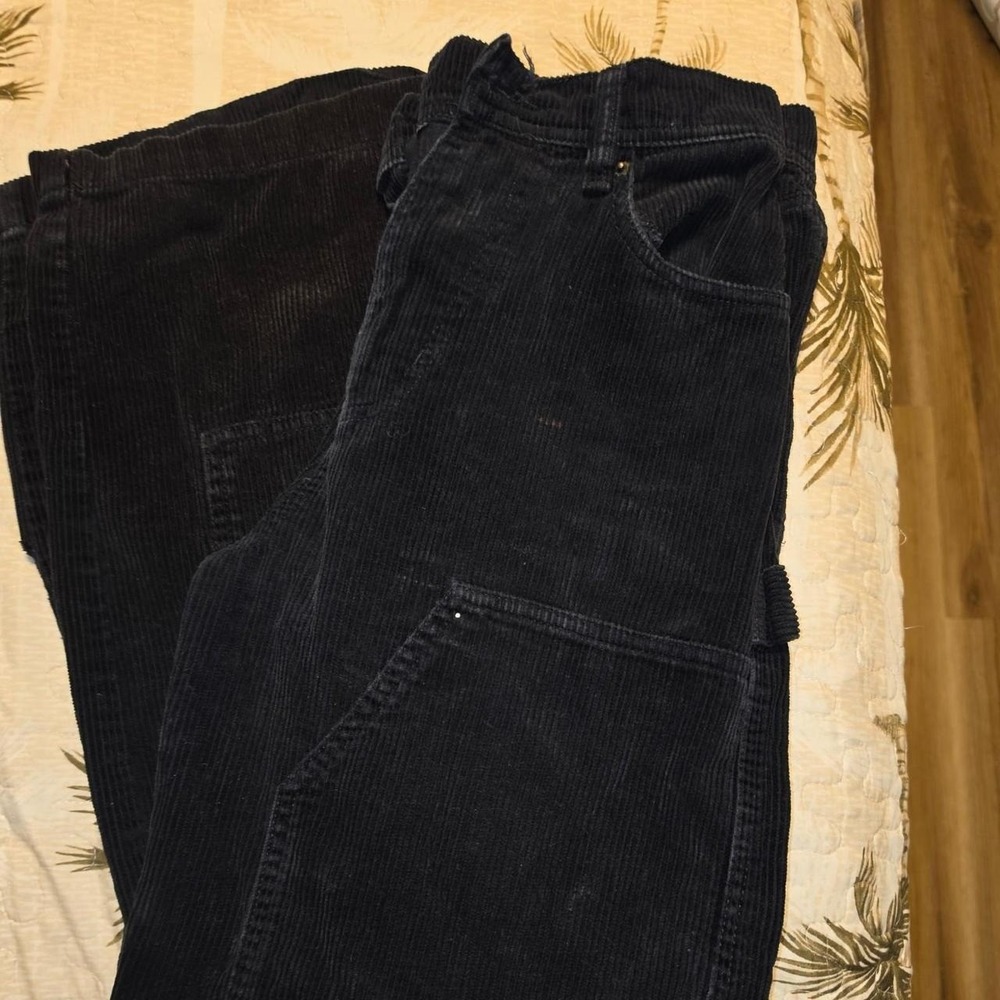 No Boundaries Womens Black Corduroy Carpenter Pants Straight Leg 28x31 Utility